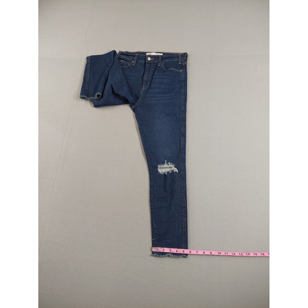 Levis Women Jean 28 Blue Denim Cotton Blend Skinny High Rise Stretch Distressed - Picture 13 of 16